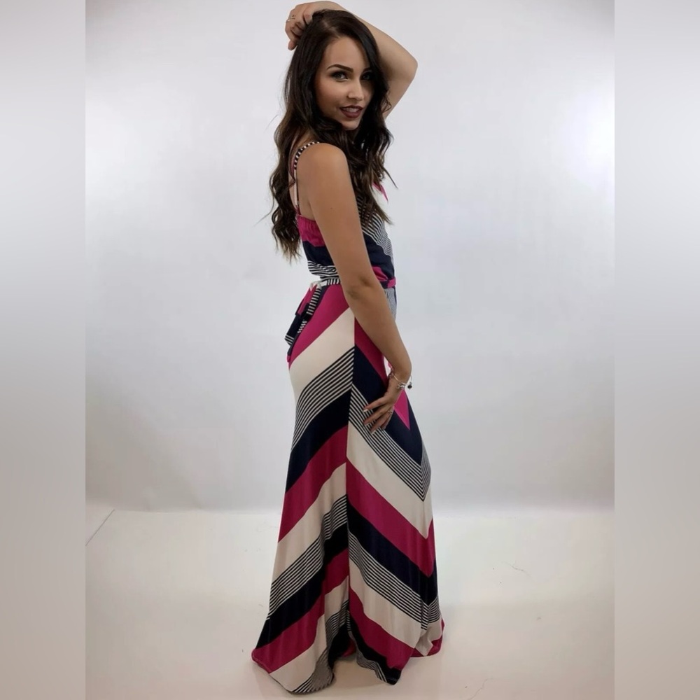 ♥️ Neiman Marcus Multicolored Striped Maxi Dress - Picture 7 of 16